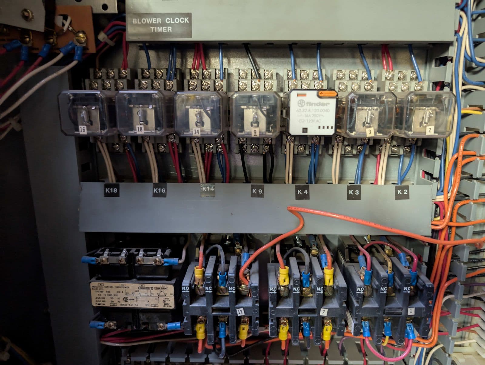 HVAC control panel wiring inspection during maintenance